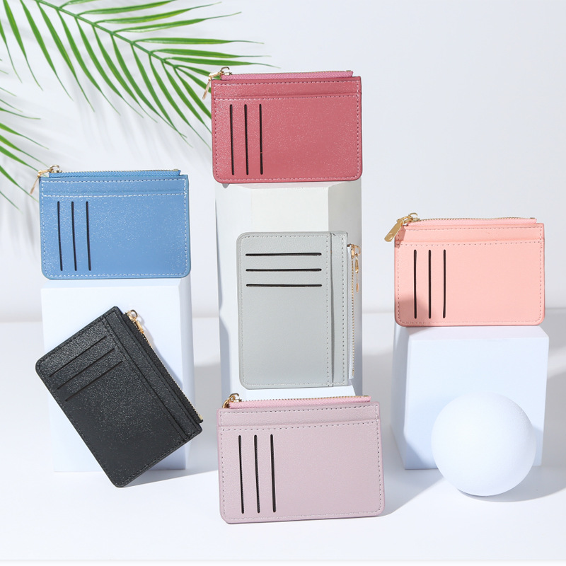 Ladies Ultra-Thin Card Holder Korean Style Zero Wallet Zipper Card Case Candy Color Bus Student Bank Card Holder USD Pocket