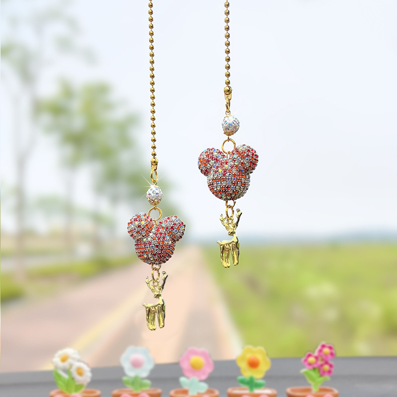 컬러 레드 더블 만화 머리 펜던트 사슴