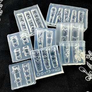 美甲3D雕花模板硅胶模具皮带蝴蝶结翅膀小兔樱桃玫瑰卡通发夹模具