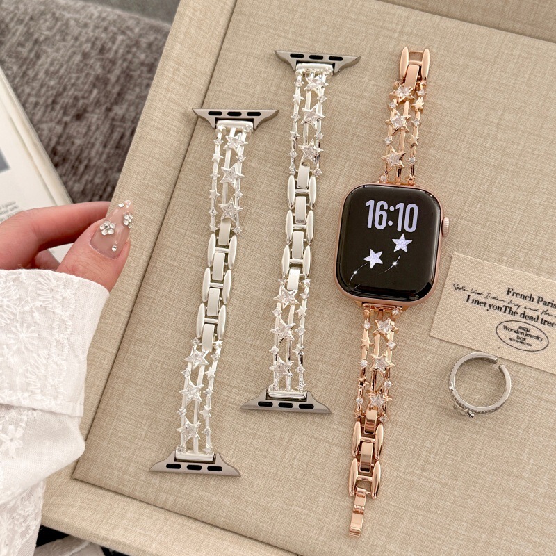 Starfall Galaxy Bracelet Pure Copper Zircon Strap Compatible with Apple Watch 11th Generation S10 iWatch S98SE
