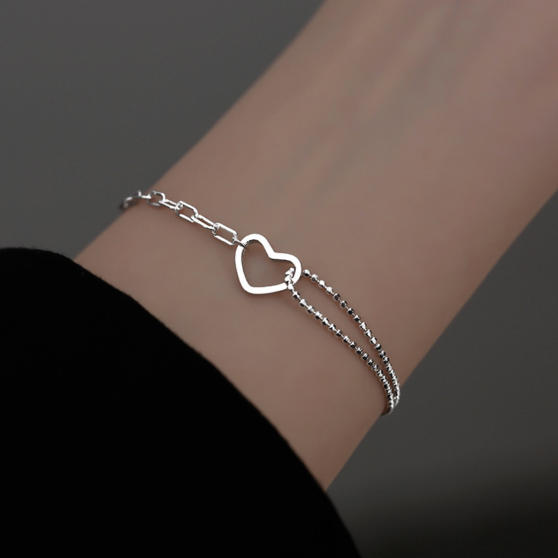 Double-layer Love Bracelet Niche Design Sense Transfer Bracelet Korean High-end Sense Simple Cold Style Bracelet Women's Jewelry