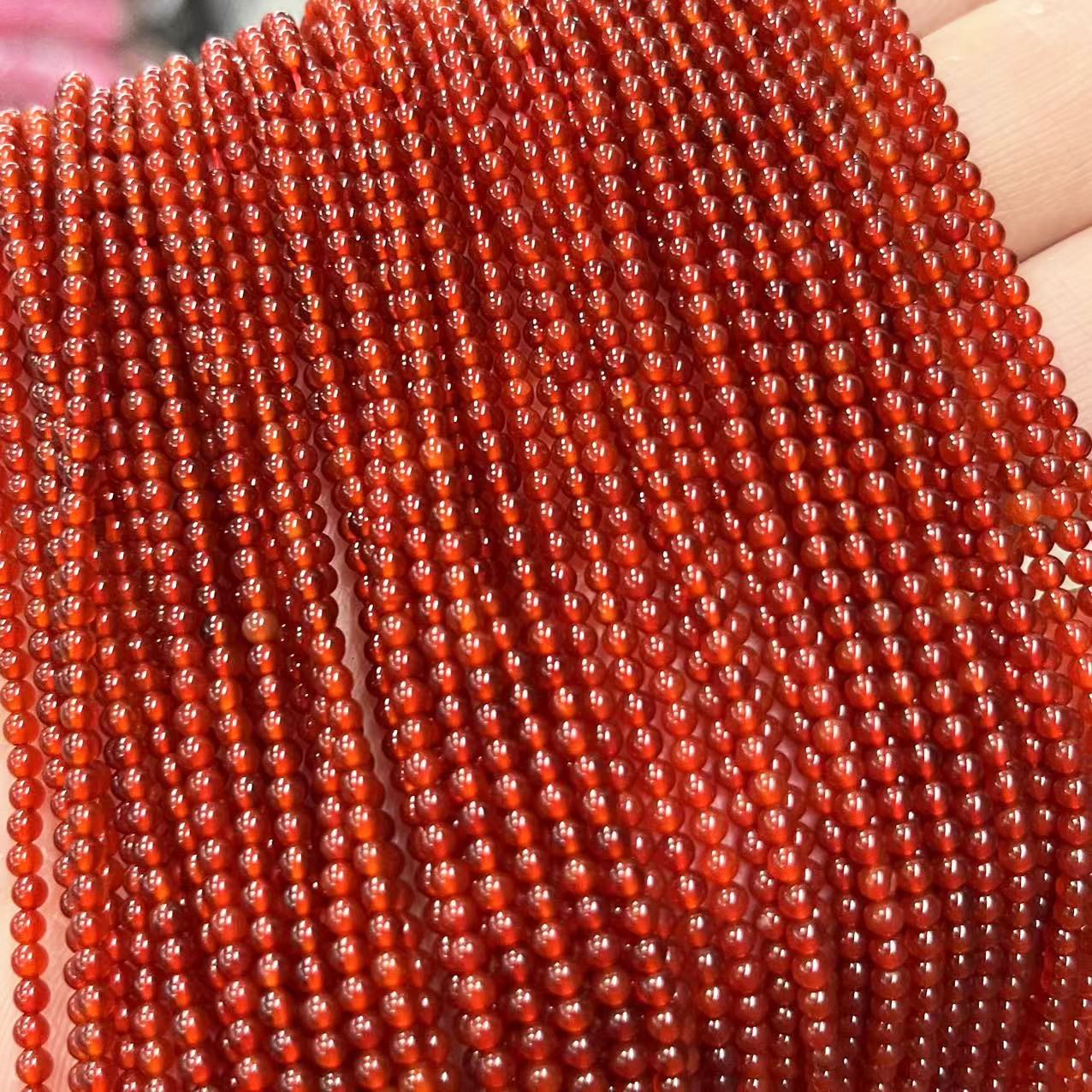 (2개) 공장 직접 천연 붉은 마노 라운드 구슬 보석 액세서리 DIY 팔찌 액세서리 장식 섹션 반제품 도매