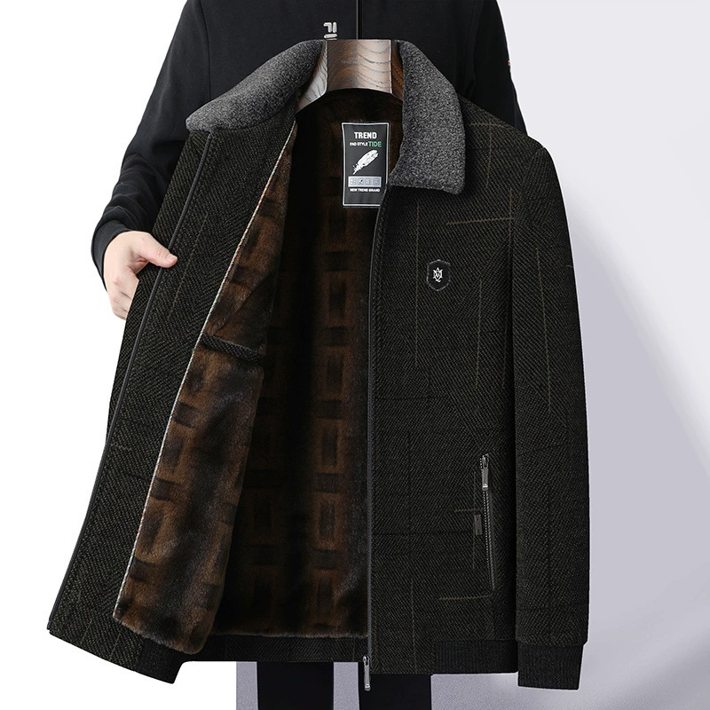 Demi-season jacket, keep warm woolen coat, increased thickness