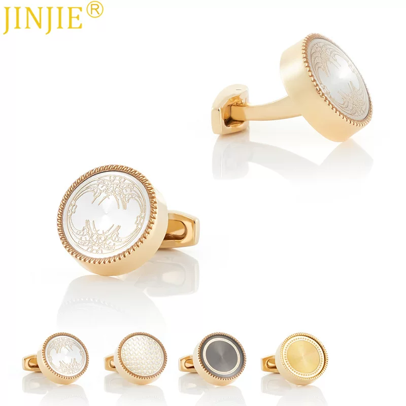 [圆形CD片配件珐琅金属袖扣 男士法式衬衫袖口钮厂家批发cufflinks]