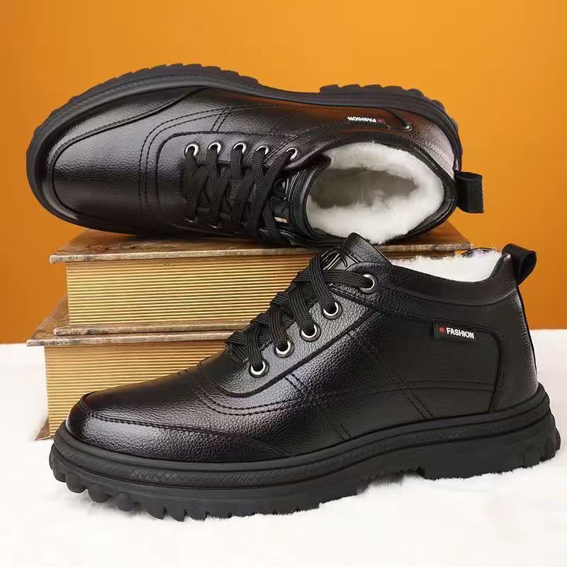 Nuevos zapatos de algodón de invierno transfronterizos para hombres nuevos zapatos cálidos y casuales de moda de zapatos de cuero de negocios al por mayor image 6