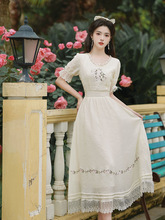 新中式复古民国风文艺范甜美少女温柔连衣裙小个子清新长裙女夏季