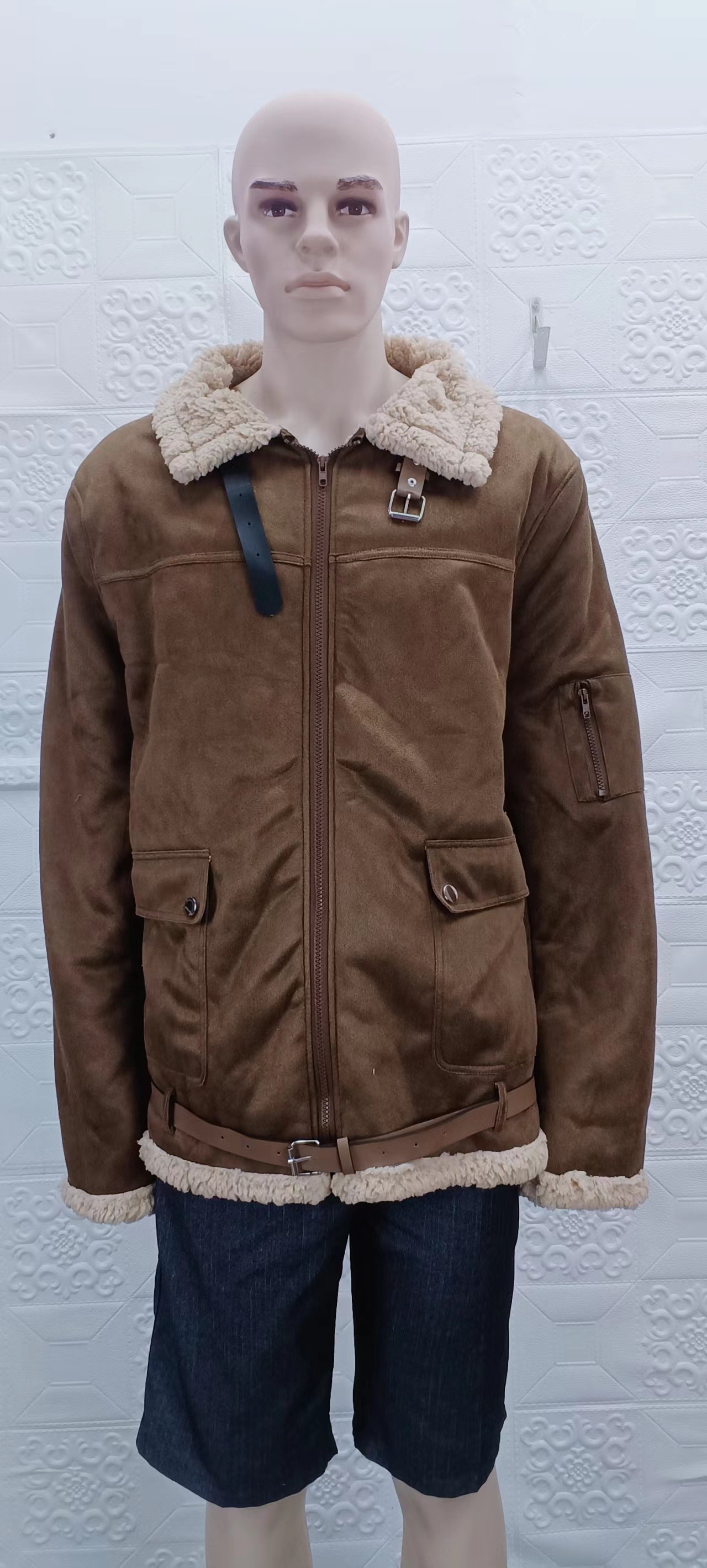 Moška oblačila Debela krznena usnjena jakna Zimska nova moška jakna z integriranim krznom_voghion.com