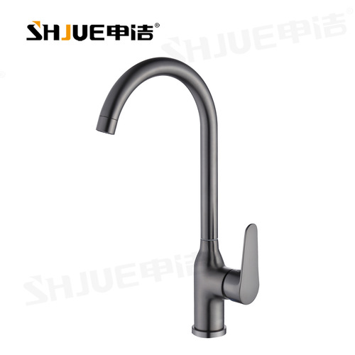 Kitchen all-copper gun gray hot and cold splash-proof faucet household washbasin sink rotatable dishwashing basin faucet