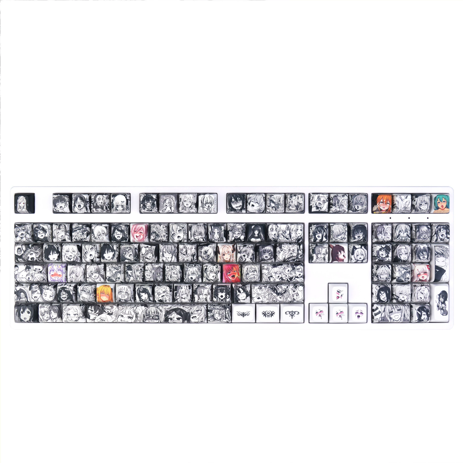 Qiu Pear Black and White Two -dimensional style PBT Heat Moving keycap XDA height 108 key adapting mechanical keyboard
