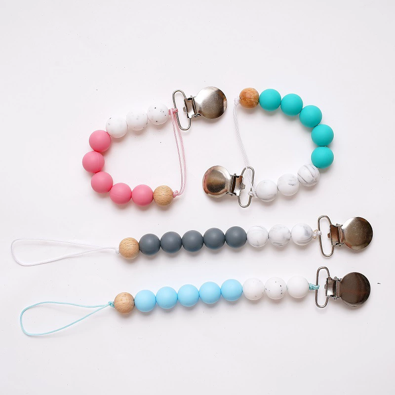 Детские принадлежности круглый зажим для соски-цепочки успокаивающие Детские Силиконовые Бусины антидропная цепочка AliExpress Новинка