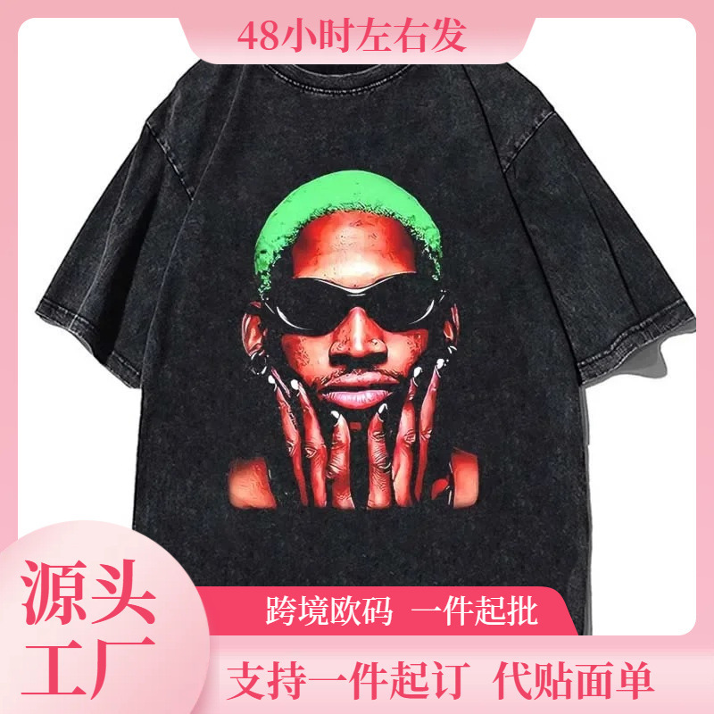 2025 New Hip Hop Streetwear Unisex Dennis Rodman T-Shirt Rapper Print