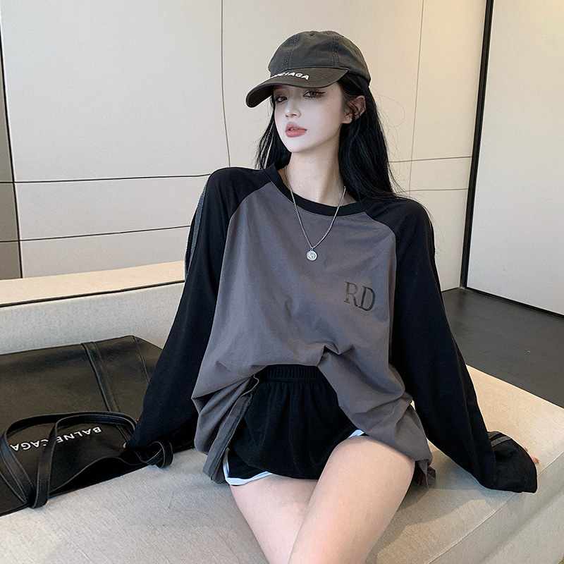 秋季长袖上衣女高级洋气宽松辣妹字母印花女装ins|undefined