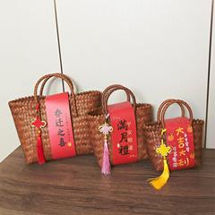 新しい中国式の結婚の贈り物の包装のお土産の袋は満月の中秋節の日の贈り物の箱に引っ越して祝い事のかごを編みます。
