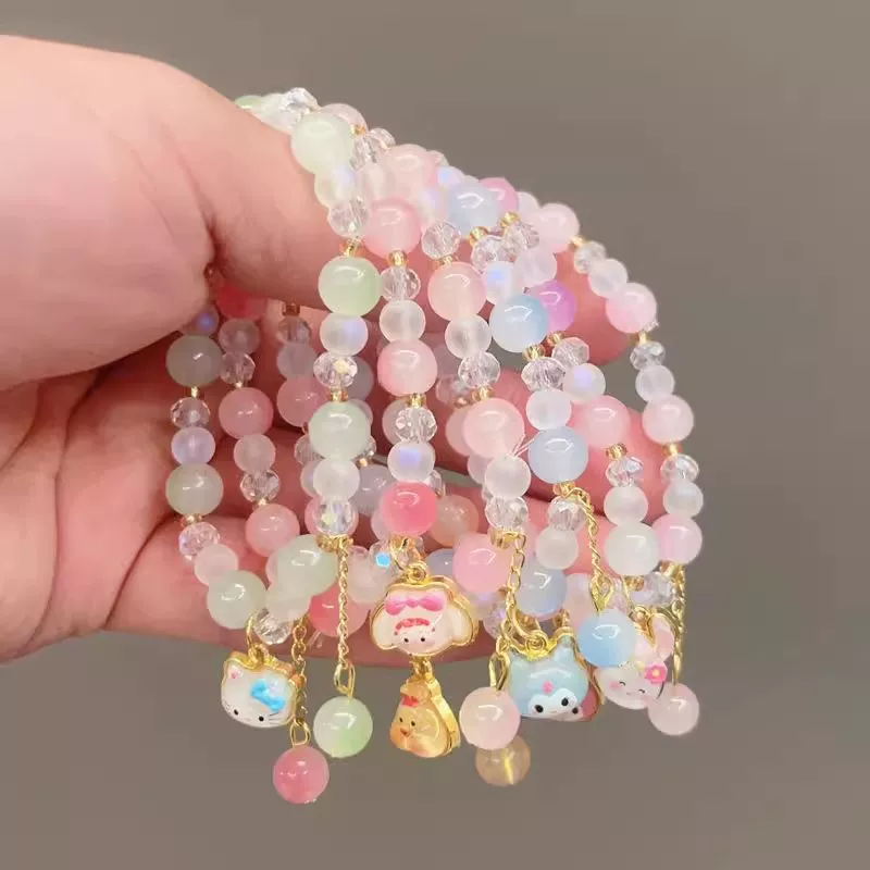 Cartoon two-color crystal bracelet, cute accessory, gradient