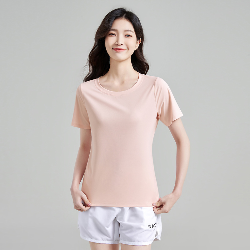 アウトドアスポーツ速乾衣夏冷感速乾tシャツ女性丸首ゆるい半袖ランニングフィットネス上着通気|undefined