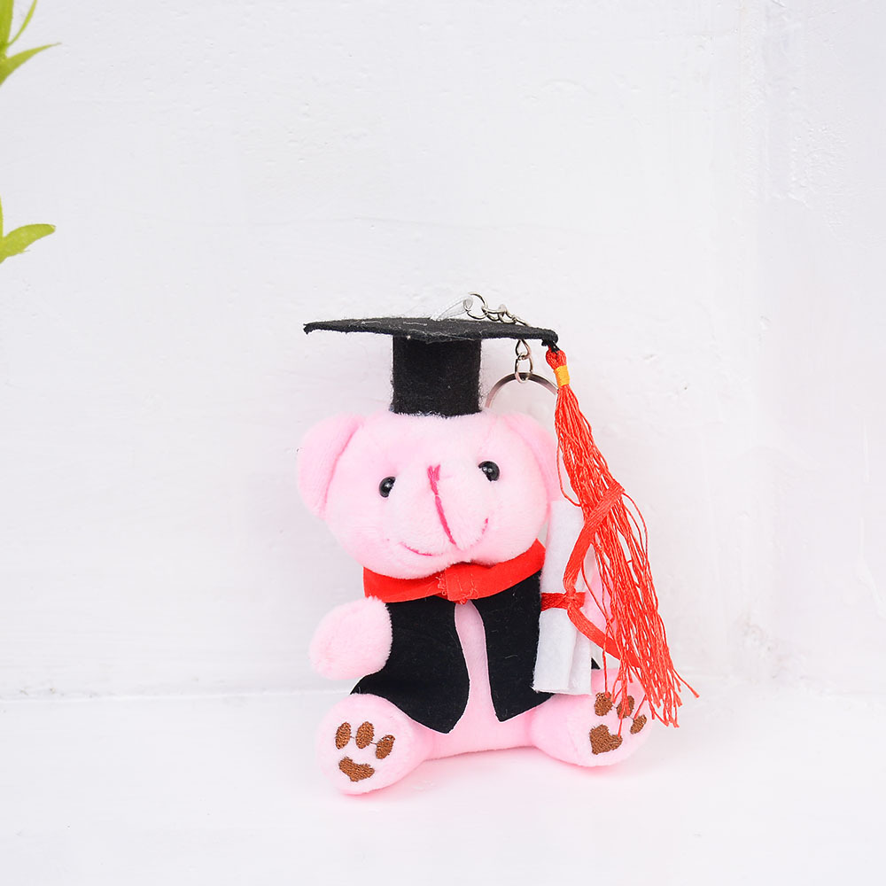 Lindo doctor oso muñeca de peluche colgante creativo estudiante mochila accesorios llavero grab máquina muñeca regalo femenino