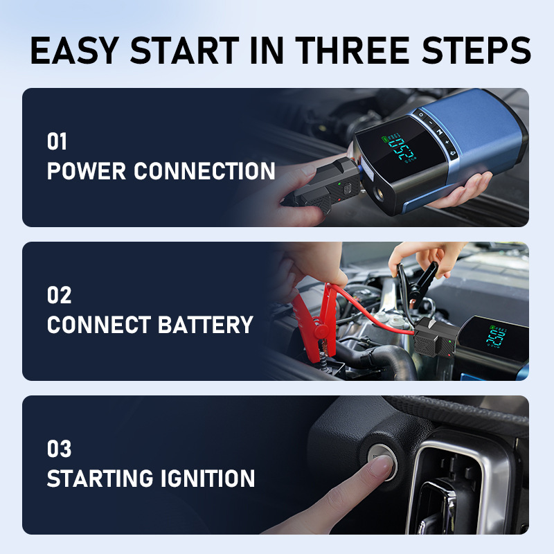 Cross-Border Bn03 Car Emergency Jump Starter with Built-In Air Pump, Multifunctional Power Bank and Ignition Device