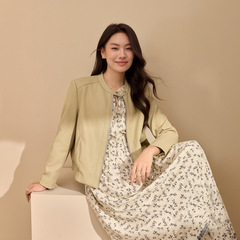 【机车少女皮衣】时尚圆领拉链短款外套纤莉秀大码女装胖mm秋新款
