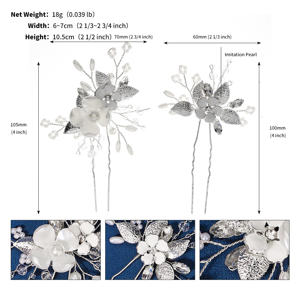 Retro Flower Alloy Pearl Hairpin 2 Pieces