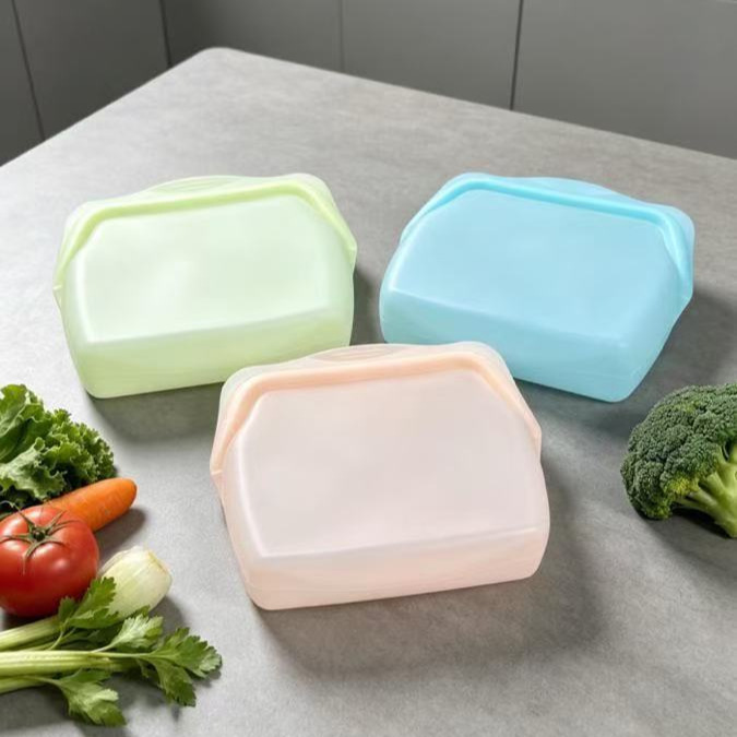 Hot-Selling Silicone Fresh-Keeping Bags, Food Storage Sealed Bags, Kitchen Vegetable and Fruit Ziplock Bags, Refrigerator Milk Storage Bags