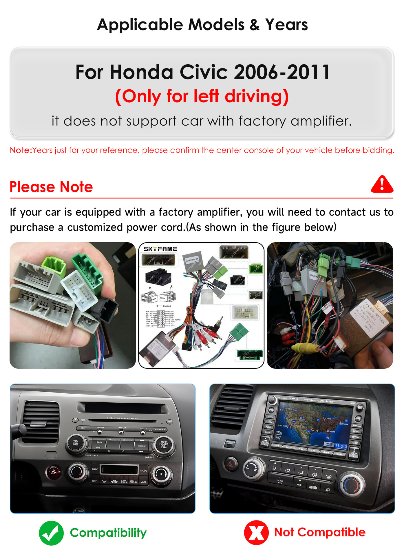 Cross-Border Suitable for 06-11 Honda Civic Wireless Carplay Android Gps Car Navigator