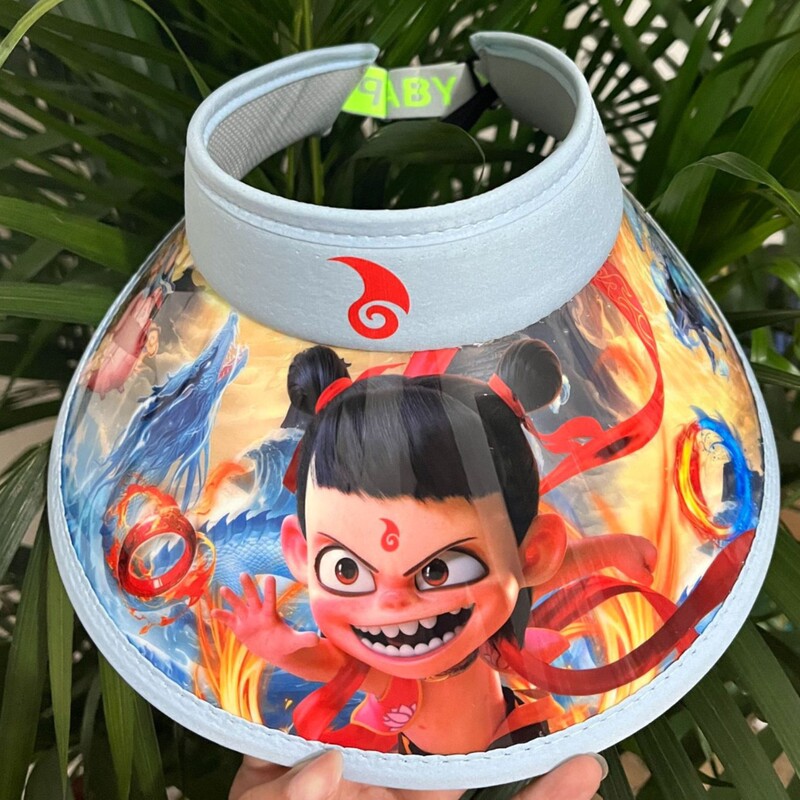 卡通哪吒儿童夏季帽子女童防晒遮阳帽男童空顶防紫外线大檐太阳帽|undefined