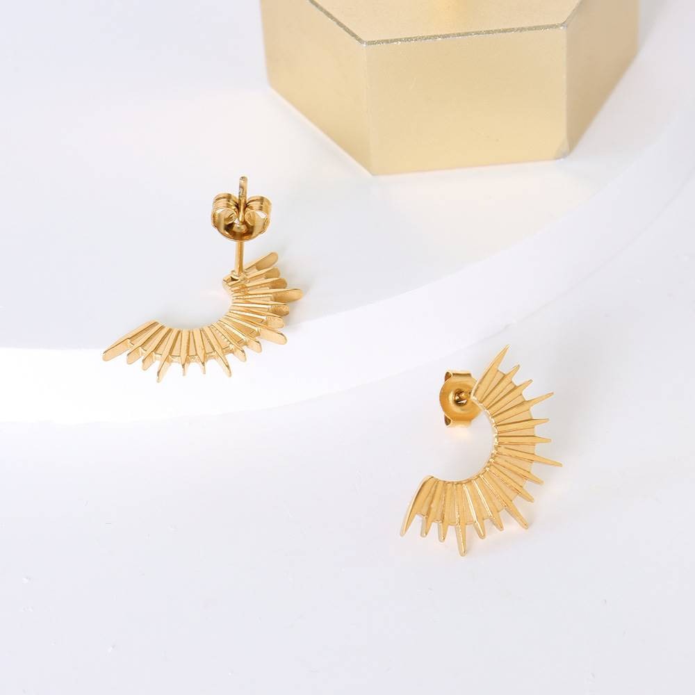 1 Pair Simple Style Solid Color Plating Titanium Steel Gold Plated Ear Studs display picture 2