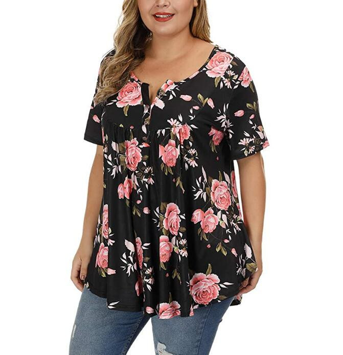 Transfronterizo 2025 Amazon estación independiente Aliexpress nueva camiseta de botón de manga corta de cuello en V image 7
