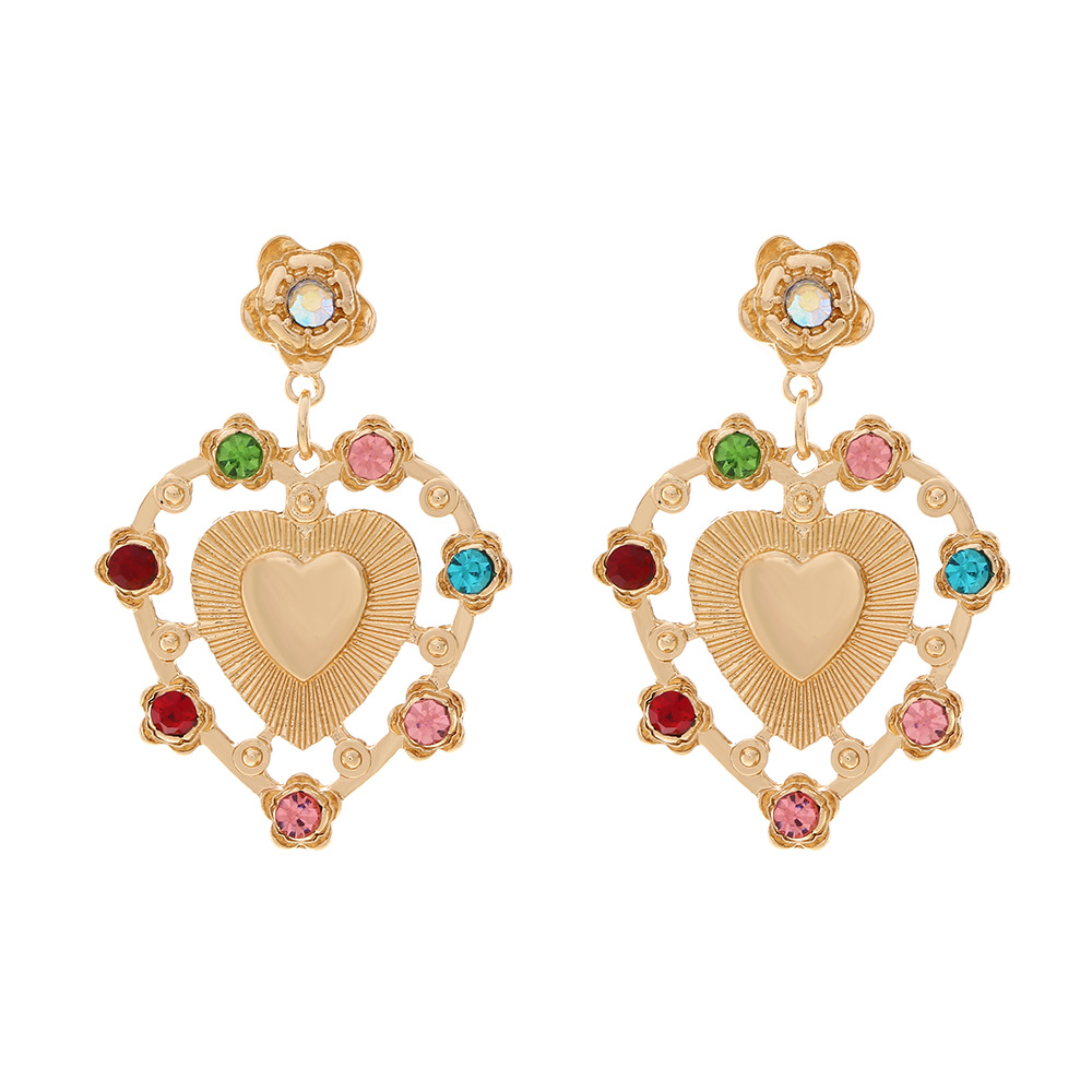 Inlay Design 1 Pair Vacation Classic Style Heart Shape Inlay Alloy Zircon Drop Earrings