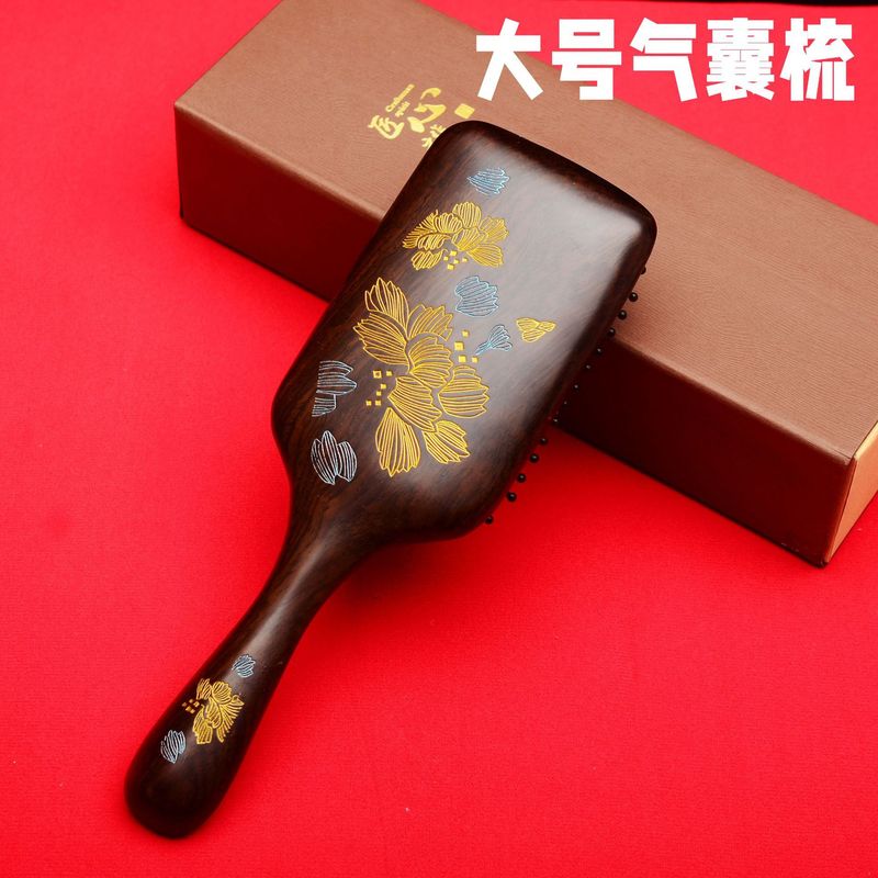 黒檀木大板エアクッション櫛家庭用マッサージ櫛天然実木大エアバッグ櫛頭皮マッサージカール櫛|undefined