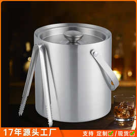 酒吧用品2.5L大容量直身双层不锈钢冰桶高颜值广告创意香槟桶定制