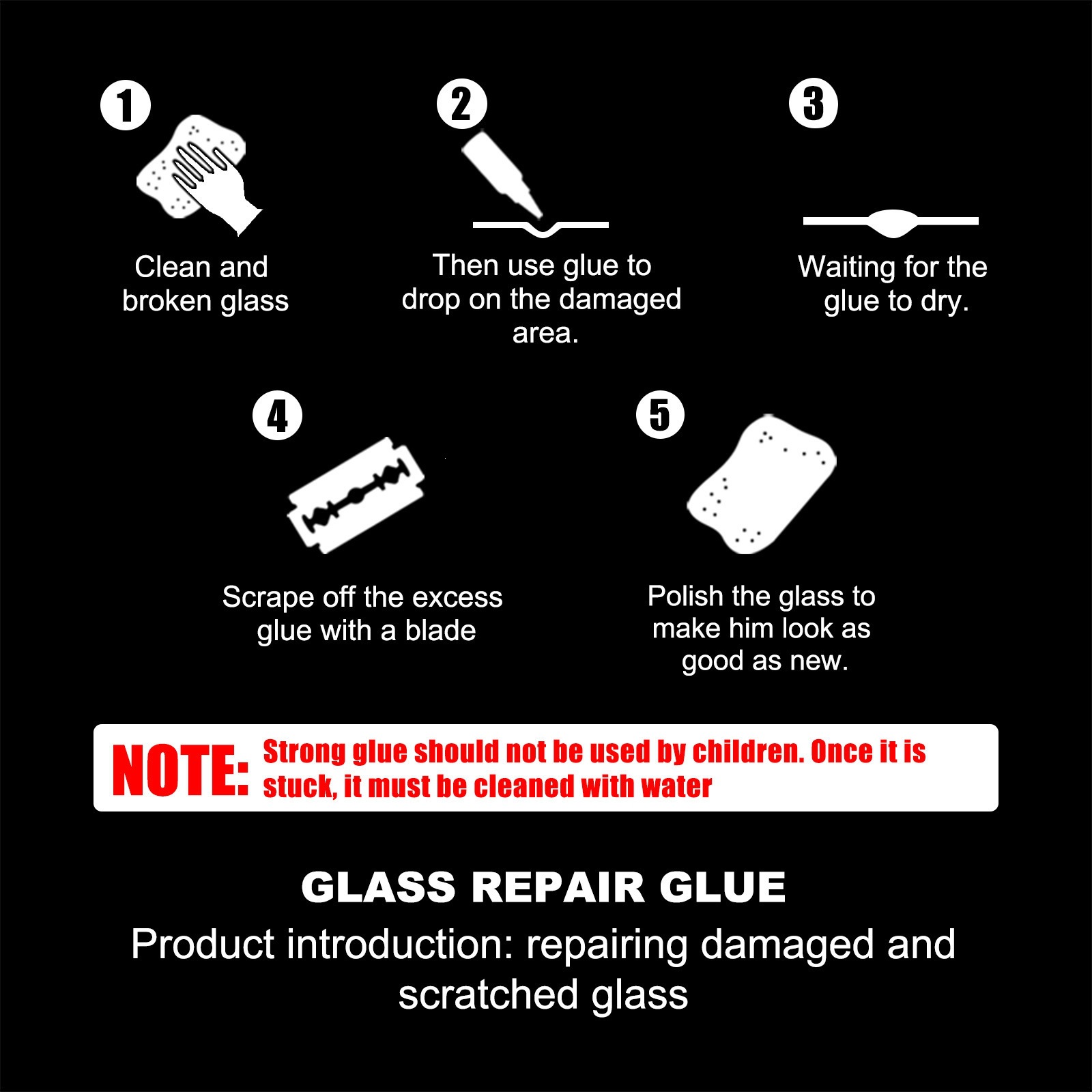 Eelhoe Car Glass Repair Glue Windshield Crack Repair Adhesive Glass Repair Glue