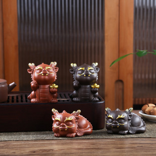 Purple Clay Tea Pet Twelve Zodiac Dragon Can Be Raised, High-Quality Handmade Tea Play Tea Table Tea Tray Pet Decoration Ornaments Accessories