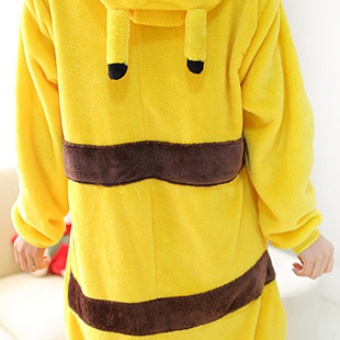 Cross-Border Autumn and Winter Flannel Cute Cartoon One-Piece Pajamas for Couples Thickened Home Clothes Pokémon Girls Can Wear Outside