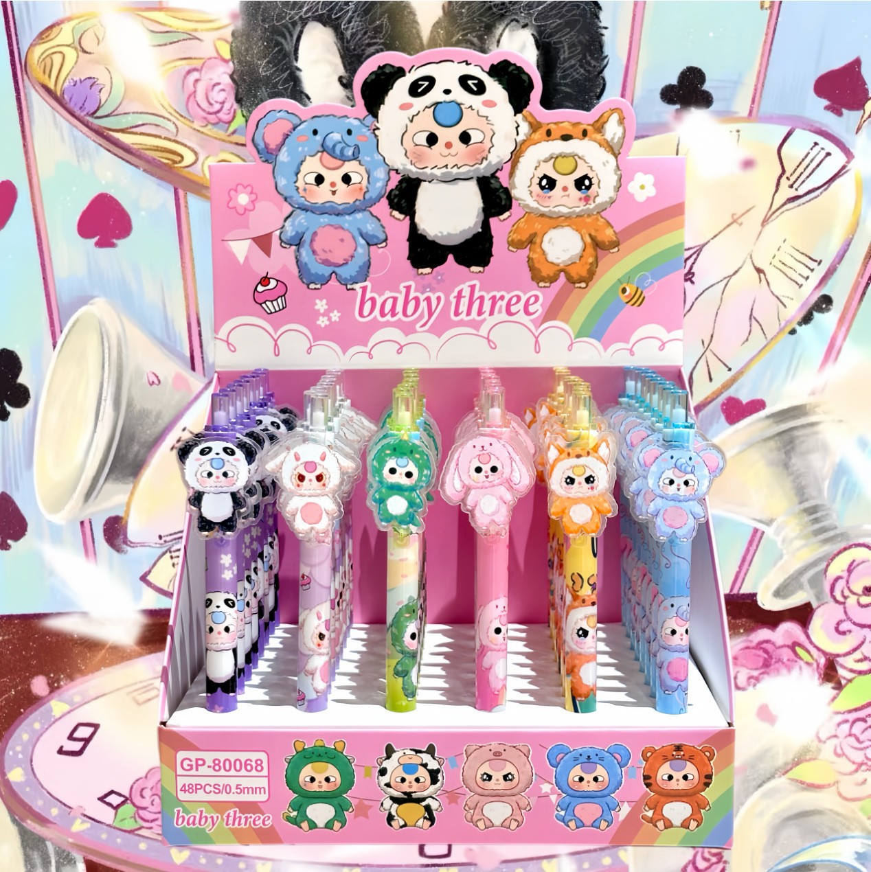 Nuevos productos de muchos lápiz de parche de dibujos animados Caza de brujas pulsable lápiz neutro de alto valor negro 0.5 lápiz de agua lápiz