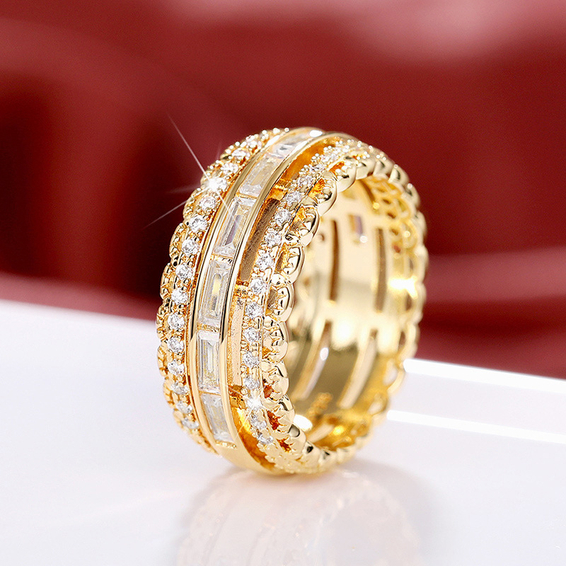 Gorgeous Zircon Ring For Women Micro Set Flower Statement Accessory_voghion.com