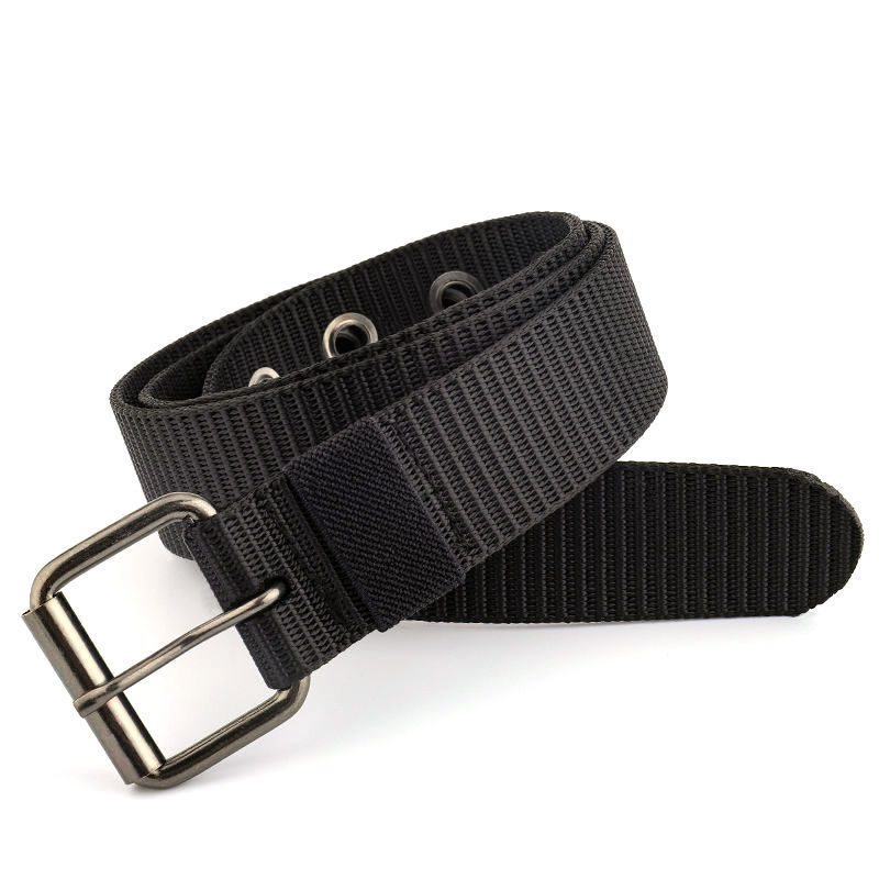 Cinturón de lona con hebilla de pin para hombre, venta al por mayor de fábrica, en stock, cinturón deportivo informal transpirable de lona, venta al por mayor de correas