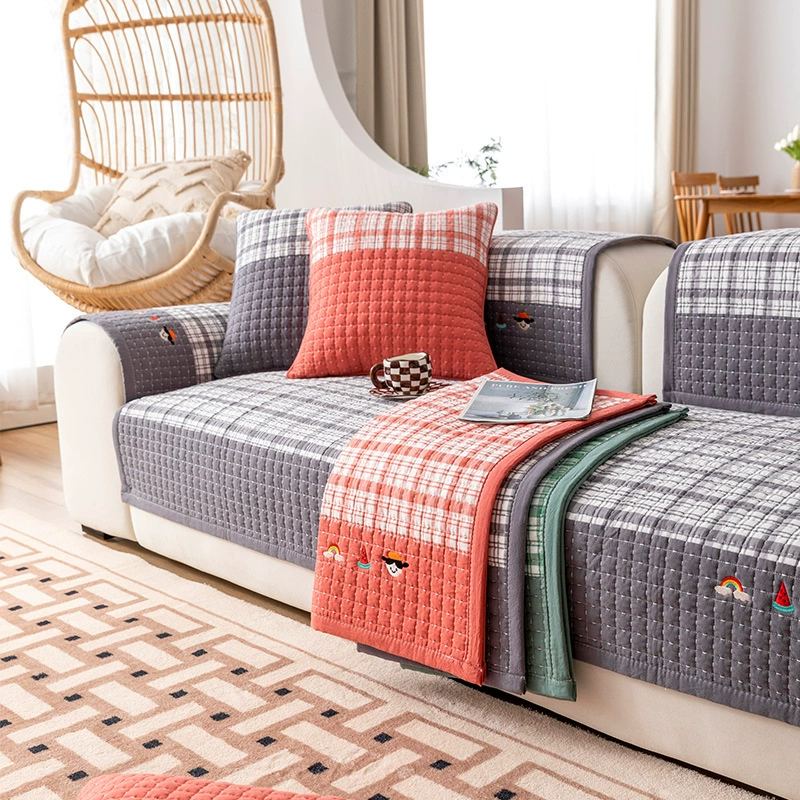 Простой современный нескользящий тканый чехол для хлопчатобумажных диванных диванных подушек для четырех сезонов универсальная вышивка