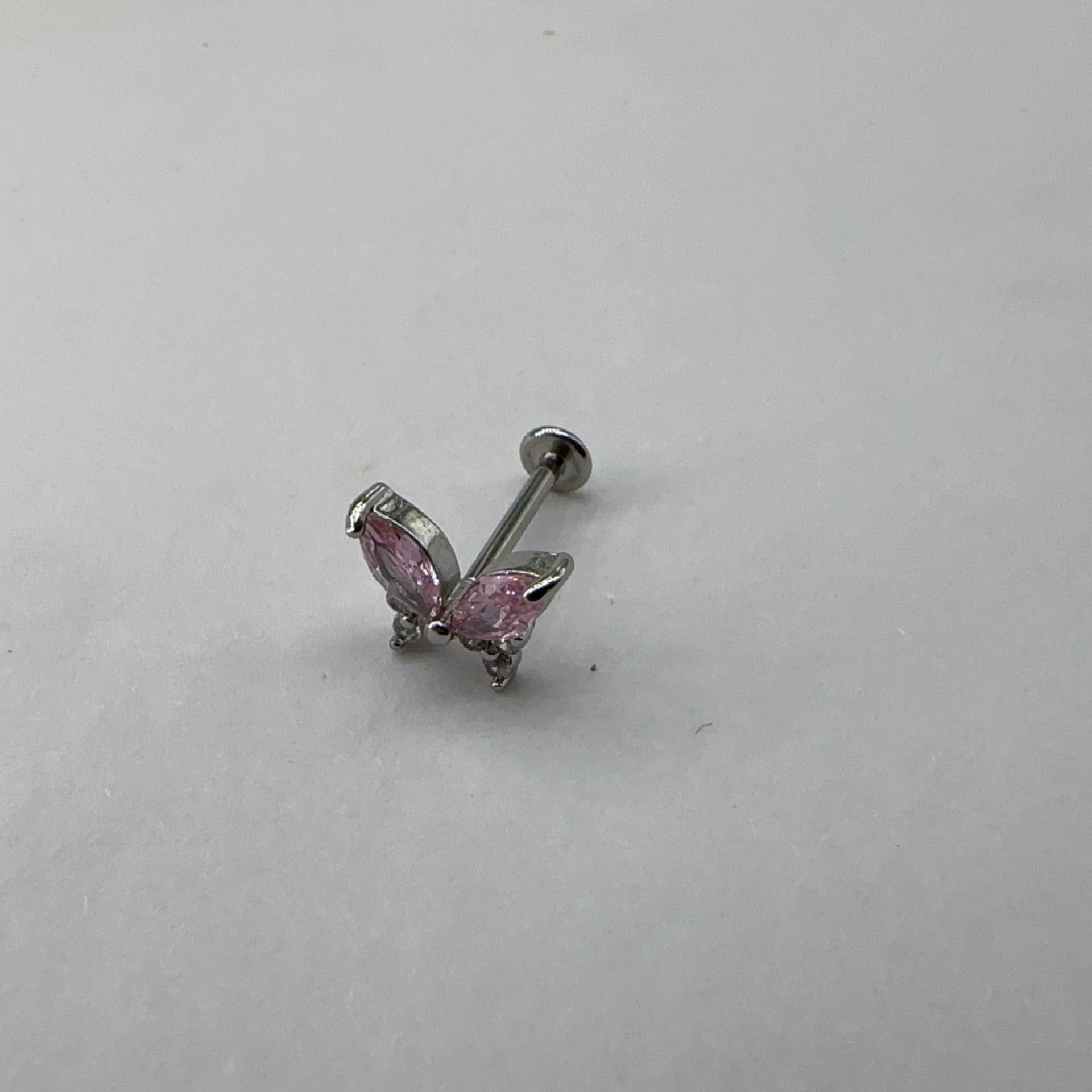 Diamond marquise zircon butterfly inner tooth lip nail ear bone nail hot girl sweet and cool piercing jewelry pure lust style cute ins