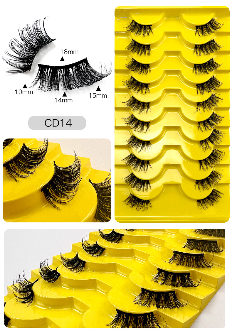 European and American cross border hot selling 10 pairs of chemical fiber half eye false eyelashes natural simulation thick curled eyelashes wholesale_voghion.com