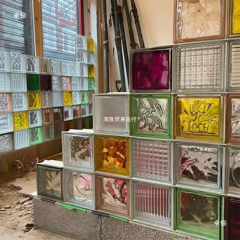 Pared del hotel azulejos de cristal transparentes azulejos de acomodación azulejos de vidrio cristal de hielo de color hueco pared transparente apartamento partición de baño