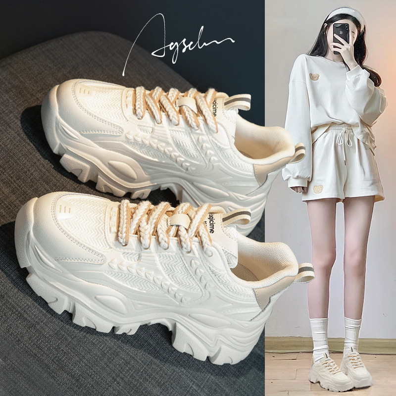 Augu Shiden Dad Shoes for Women 2026 Spring New Fashion Platform Thick-Soled Sports Casual Running Shoes Trendy