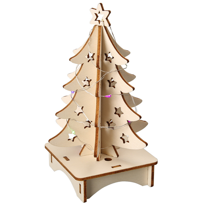 Bricolaje escuela primaria tecnología creativa pequeña fabricación rompecabezas pequeño hecho a mano pequeño invento colorido paquete de material de árbol de Navidad