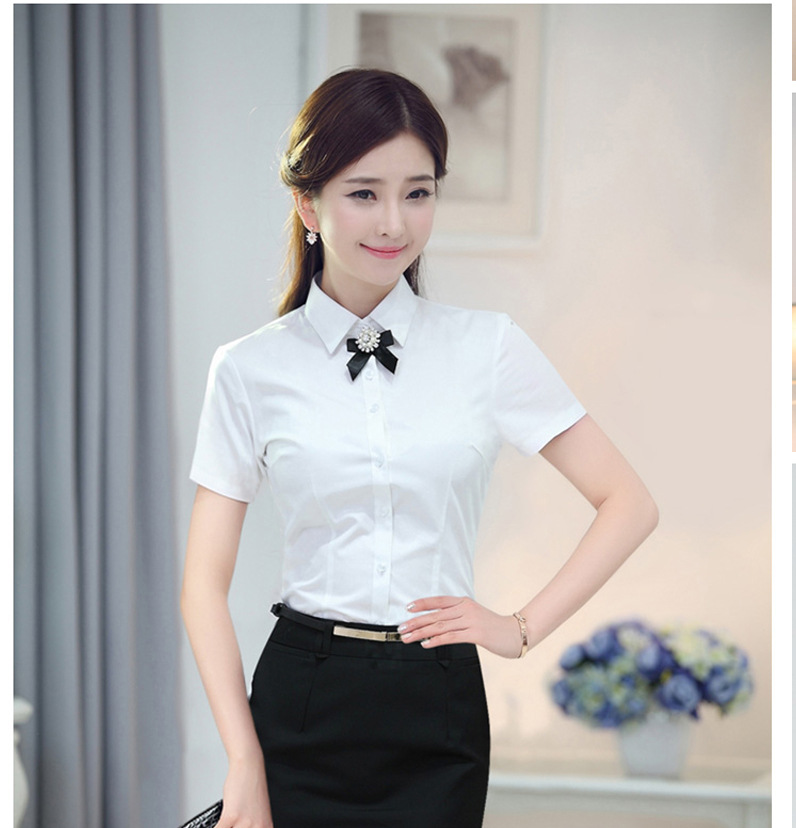 职业白衬衫女长袖韩版修身正装工作服女士衬衣详情11