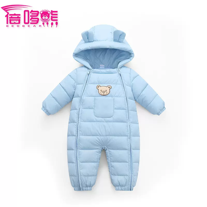 秋冬新款 可爱卡通刺绣连帽耳朵款婴儿连体衣、爬服 跨境专供批发