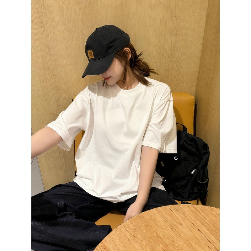 Selected from Xinjiang Long-Staple Cotton, 300g Heavyweight White Short-Sleeve T-Shirt for Women, Thick and Non-Transparent, Loose Fit Top for Spring and Summer Selected from Xinjiang Long-Staple Cotton, 300g Heavyweight White Short-Sleeve T-Shirt for Women, Thick and Non-Transparent, Loose Fit Top for Spring and Summer