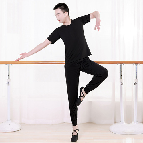 Dance clothing men's suit new practice clothing top modern dance school men's body training clothing black carrot pants