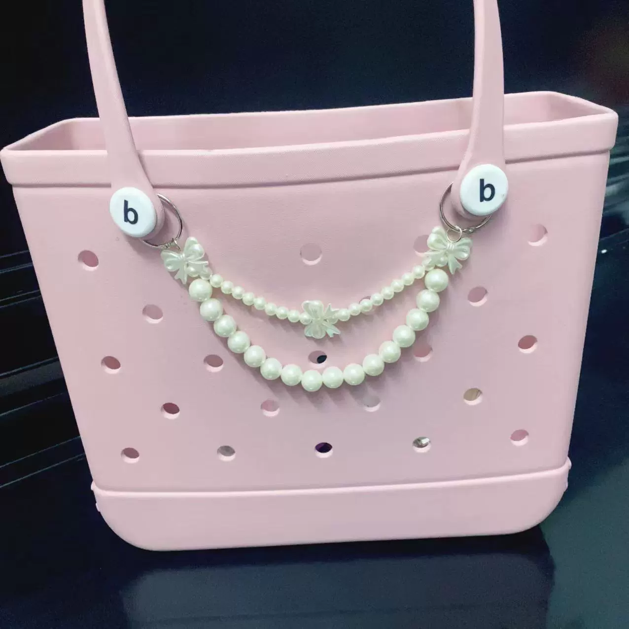 (Cross-border trading), beach accessory pearl with bow, bag on chain, phone case handmade, chain bag, DIY