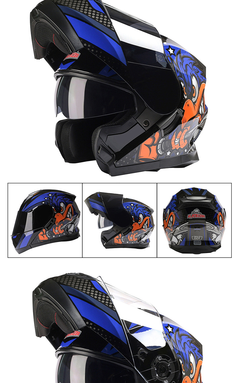Bld Cross-Border Wholesale Bailide Motorcycle Helmet Flip-Up Visor Anti-Fog Breathable All-Season Full-Face Helmet