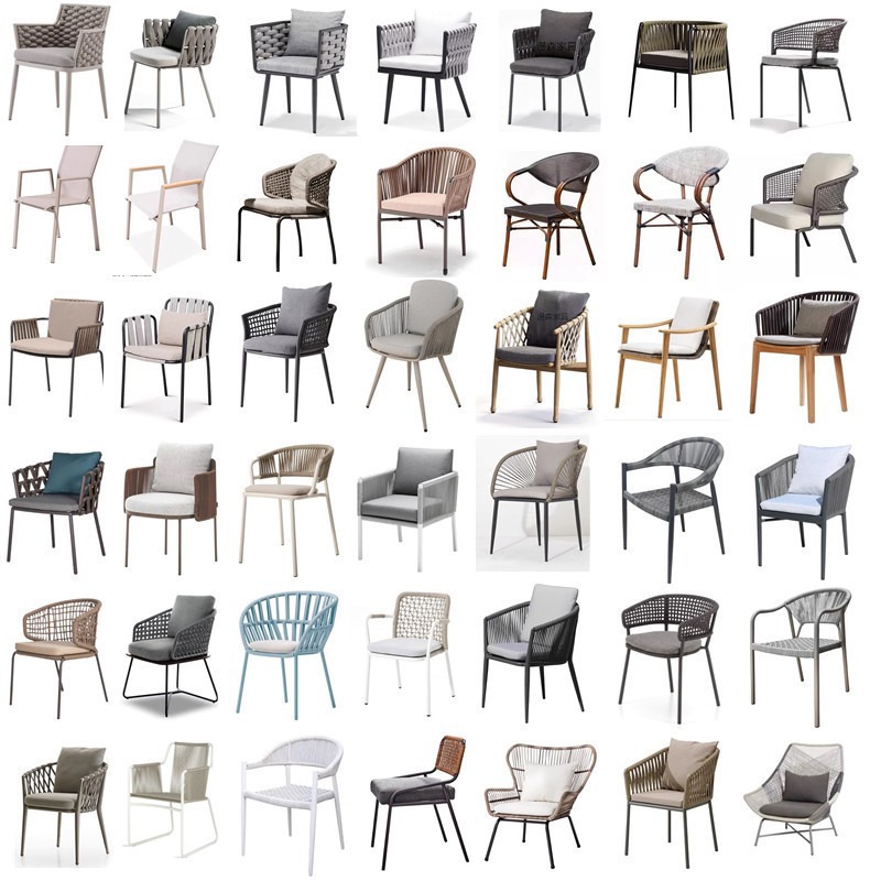 Outdoor chair, balcony leisure wicker chair, courtyard dining chair, outdoor hotel terrace rope chair, courtyard woven wicker chair, sun protection